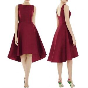 COPY - Alfred Sung Burgundy Sateen Twill High Low Cocktail Dress D697
